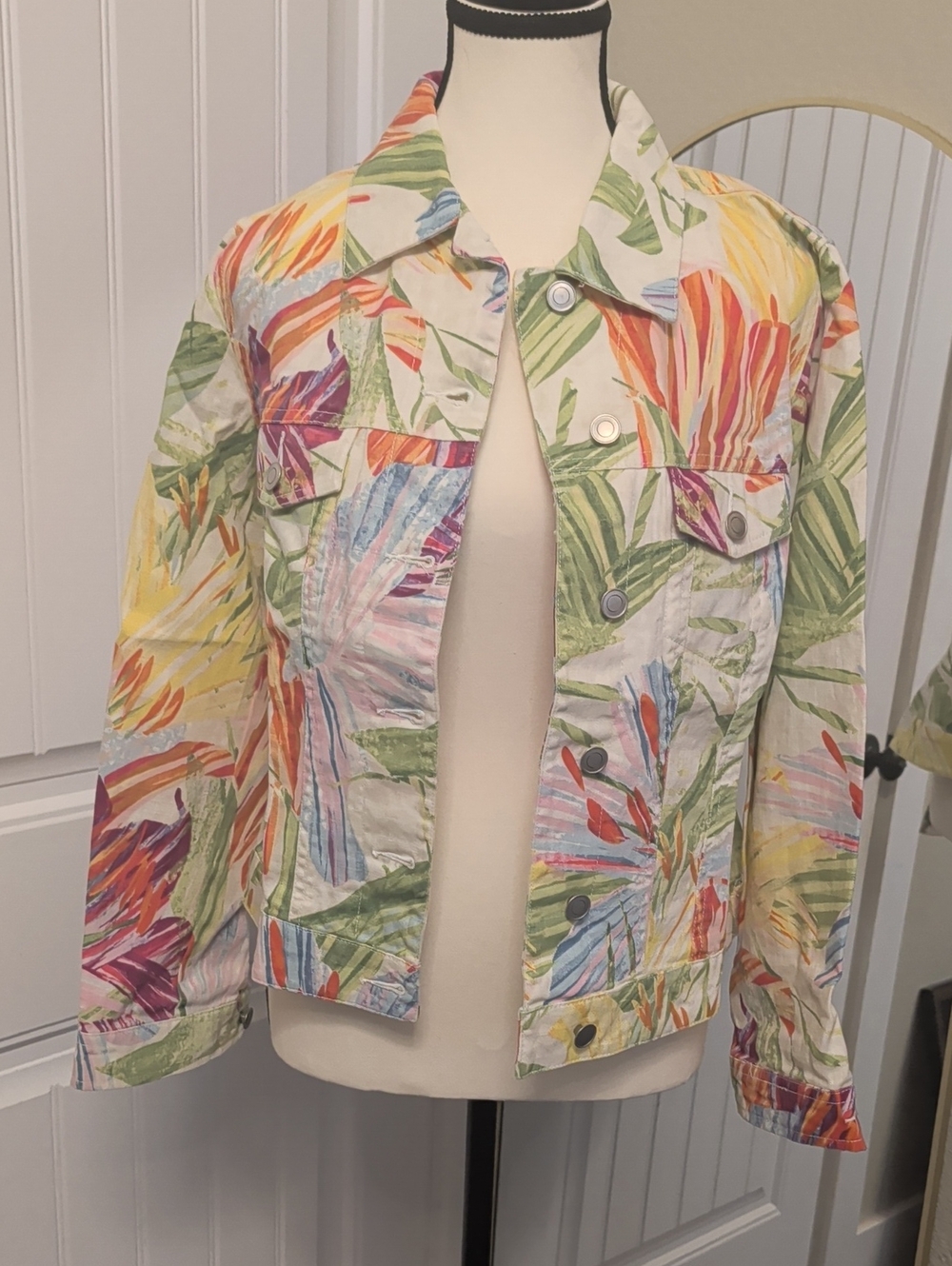 Chico Tropical Floral Cotton Jacket - Women's Multicolor Jean Jacket
